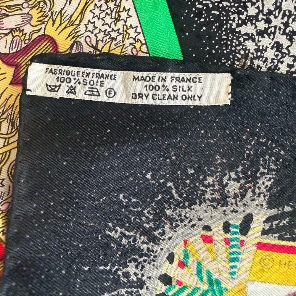 Hermes Feux d'Artifice 100% Silk Scarf in Black Red White and Gold - Picture 7 of 10